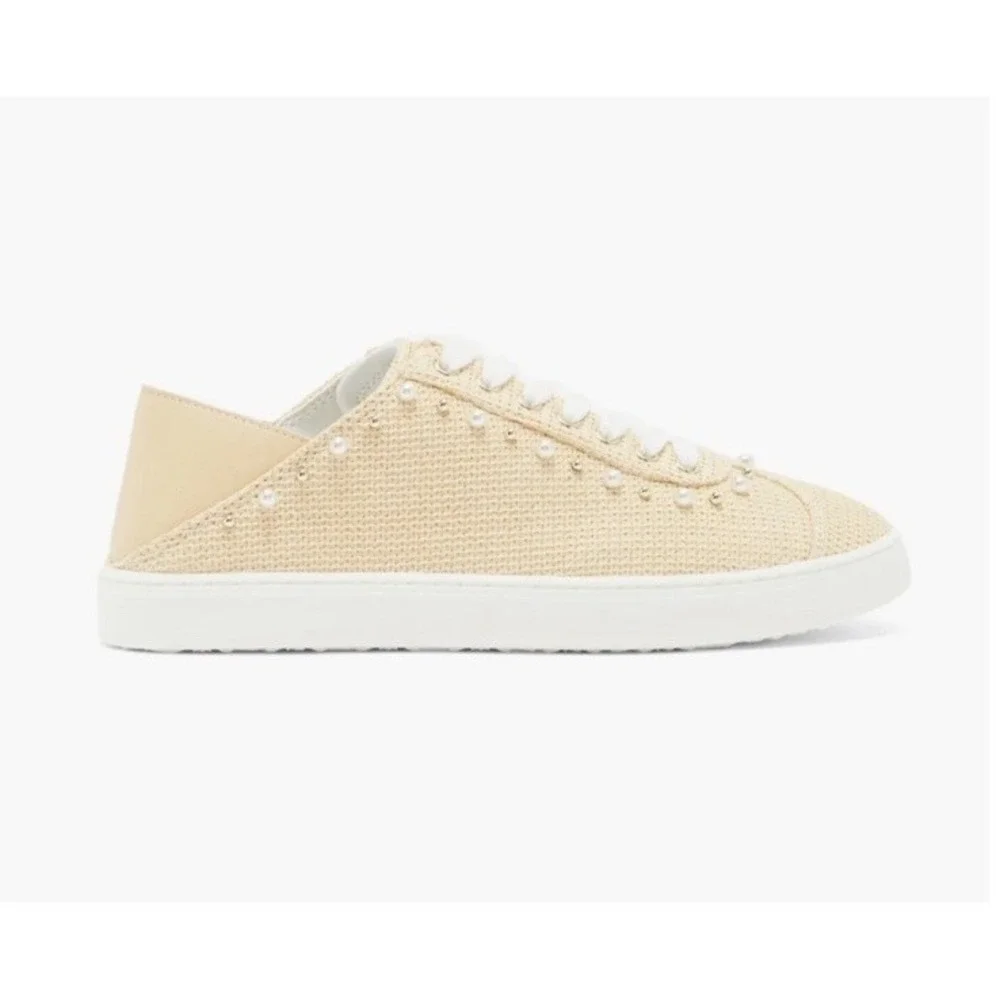 STUART WEITZMAN NATURAL/TAN VERSATILE EMBELLISHED PLATFORM SNEAKERS/MULES SZ‎ 7